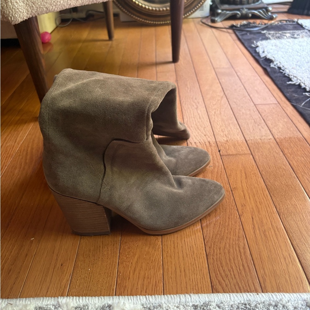 Macy's Olive Suede Over-the-Knee Fold-Over Boots